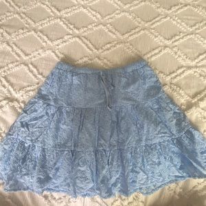 Blue eyelet mini skirt flowy